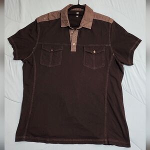 International Concepts INC Black and Gray Casual Button Down Shirt
